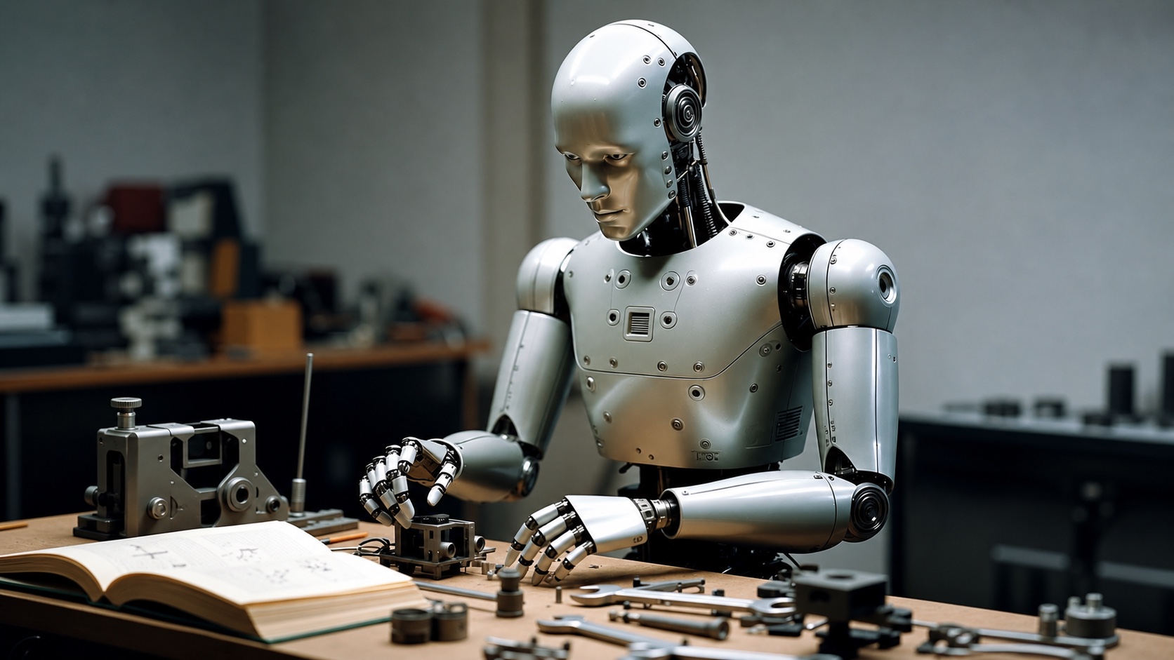 A humanoid robot assembling work from incomplete instructions